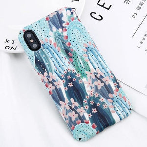 Planet Gates SJ9157 / For iPhone 7 Plus USLION Candy Color Leaf Case For iPhone XR XS MAX X Green Cactus Flower Phone Cases For iPhone 8 7 6 6S Plus Hard PC Full Cover