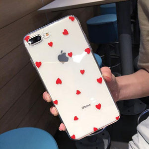 Planet Gates SJ9524 Red / For iPhone X USLION Transparent Love Heart Silicon Case For iPhone 6 S 7 8 Plus XS Max Wave Point Soft TPU Phone Cases Cover For iPhone XR X