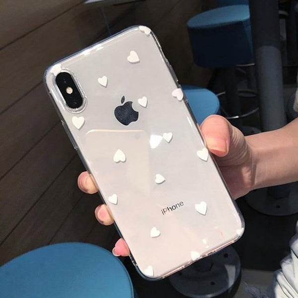 Planet Gates SJ9524 White / For iPhone X USLION Transparent Love Heart Silicon Case For iPhone 6 S 7 8 Plus XS Max Wave Point Soft TPU Phone Cases Cover For iPhone XR X