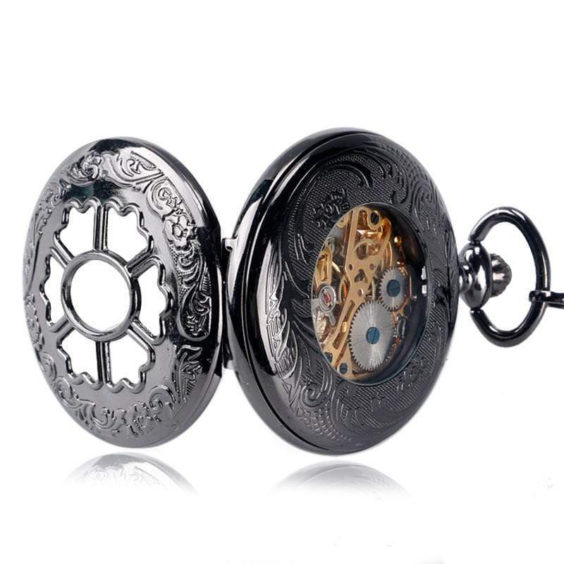 Planet Gates Skeleton Hand Wind Mechanical Pocket Watches Classic Dress Steampunk Steel Watch Men Women Birthday Gift Item