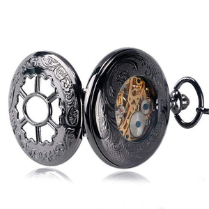 Planet Gates Skeleton Hand Wind Mechanical Pocket Watches Classic Dress Steampunk Steel Watch Men Women Birthday Gift Item