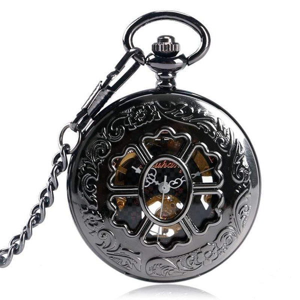 Planet Gates Skeleton Hand Wind Mechanical Pocket Watches Classic Dress Steampunk Steel Watch Men Women Birthday Gift Item