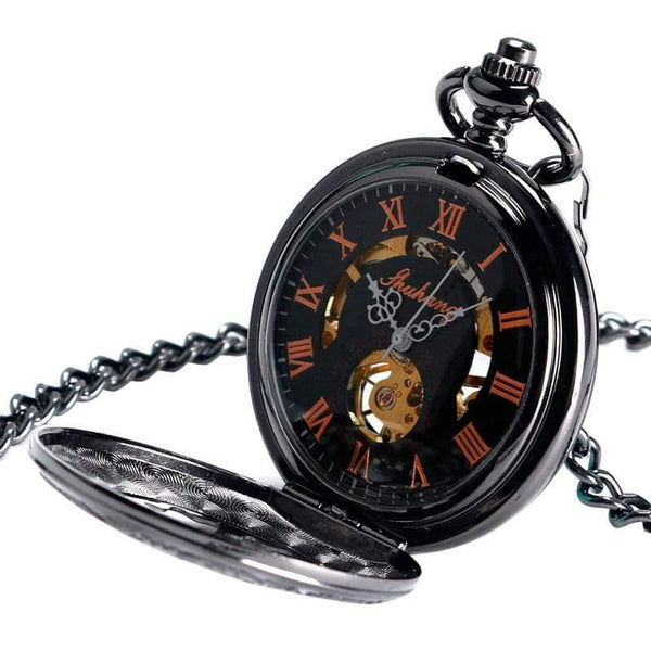Planet Gates Skeleton Hand Wind Mechanical Pocket Watches Classic Dress Steampunk Steel Watch Men Women Birthday Gift Item