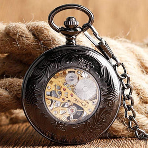 Planet Gates Skeleton Hand Wind Mechanical Pocket Watches Classic Dress Steampunk Steel Watch Men Women Birthday Gift Item