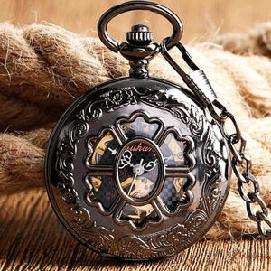 Planet Gates Skeleton Hand Wind Mechanical Pocket Watches Classic Dress Steampunk Steel Watch Men Women Birthday Gift Item