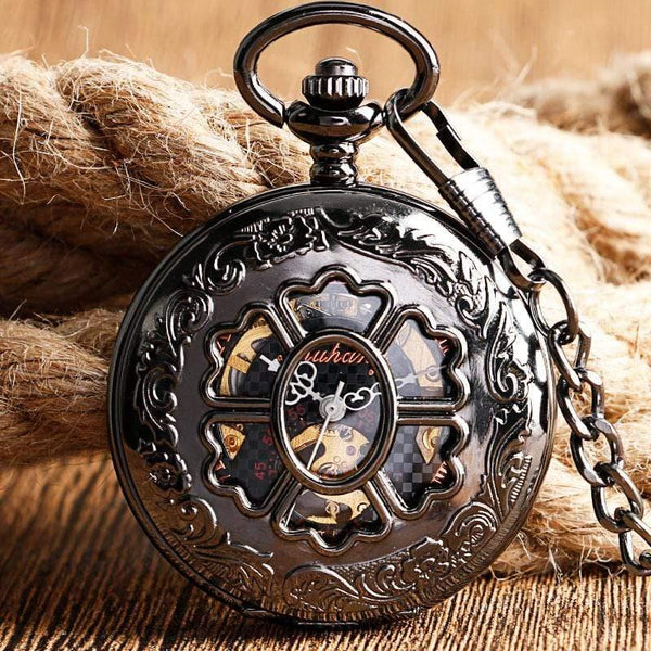 Planet Gates Skeleton Hand Wind Mechanical Pocket Watches Classic Dress Steampunk Steel Watch Men Women Birthday Gift Item