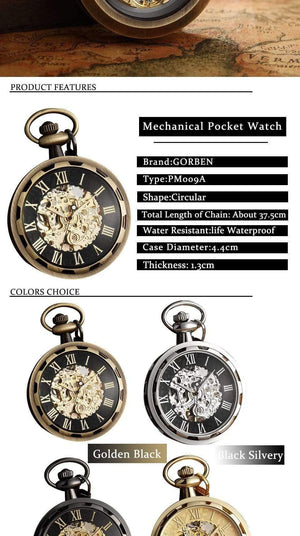 Planet Gates Skeleton Mechanical Pocket Watch Men Steampunk Mechanical Fob Watches Clock Pendant Hand-winding Relogio De Bolso