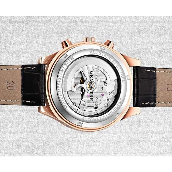 Planet Gates Skeleton Tourbillon Mechanical Watch Men Automatic Classic Rose Gold Leather Mechanical Wrist Watches Reloj Hombre 2018 Luxury