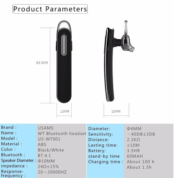 Planet Gates Skin Color USAMS Stereo Bluetooth Headphones Headset inear Bluetooth Wireless 4.1 For iPhone Samsung Xiaomi in-ear Earphone Mic Hand free