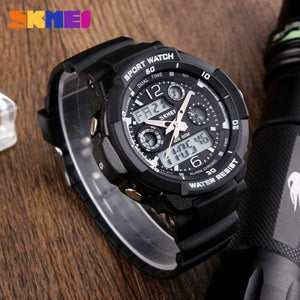 Planet Gates SKMEI Марка 50m Водоустойчиви детски часовници LED Многофункционални Двойно време Кварцови Цифрови Детски Ръчни Часовници Детски Рокля Часовник