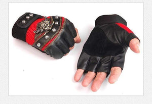 Planet Gates Skulls Rivet PU Leather Fingerless Gloves Men Women Fashion Hip Hop Women's Gym Gloves Half Finger Men's Gloves