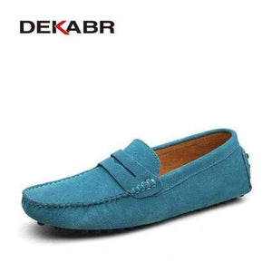 Planet Gates Sky Blue / 11 DEKABR Brand Fashion Summer Style Soft Moccasins Men Loafers High Quality Genuine Leather Shoes Men Flats Gommino Driving Shoes