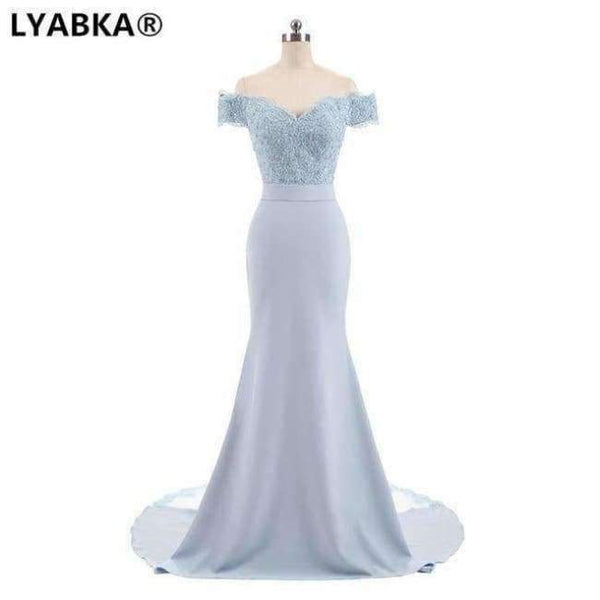 Planet Gates Sky Blue / 2 Evening Dress  Design Sweetheart Mermaid Prom Dress Satin With Appliques Evening Dresses Long Robe De Soiree