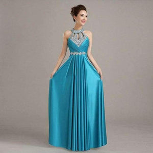 Planet Gates sky blue / 2 Vestido de Festa de Casamento 2018 Long Crystal Bridesmaid Dresses for Wedding Party Satin Dress Formal Prom Party Gowns