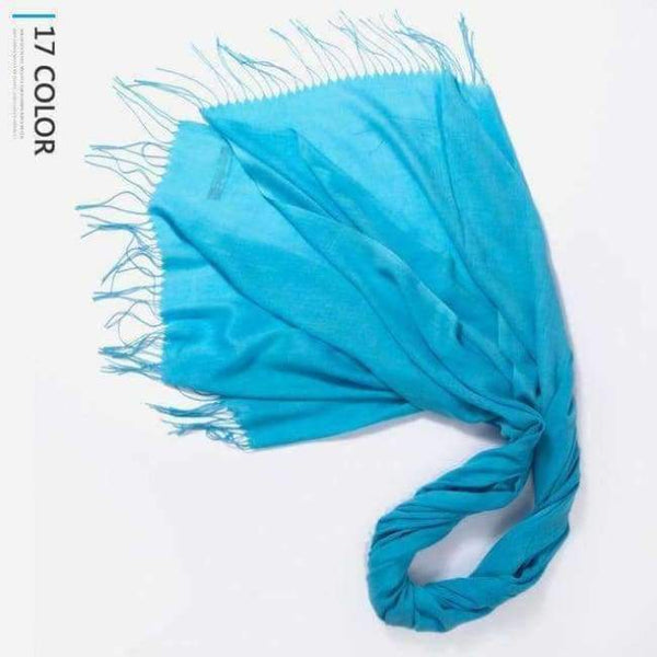 Planet Gates Sky Blue / 216cmX65cm Autumn and Winter Scarf Women Fashion Solid Cashmere scarves for Women Shawls and Wraps 35 Colours