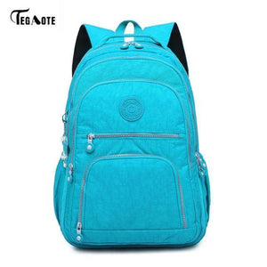 Planet Gates Sky Blue / 27CMX13CMX37CM 1368 School Bag Waterproof Nylon Brand Laptop Backpacks For Teenager Women Backpack Leisure Shoulder Bags Computer Packsack
