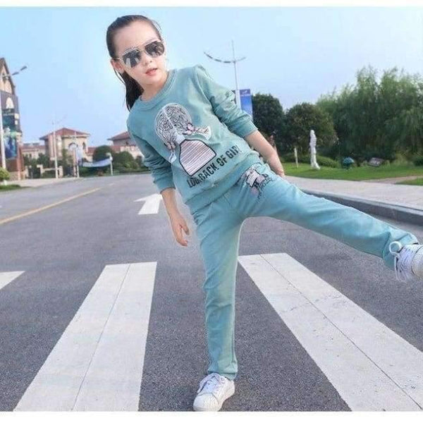 Planet Gates Sky Blue / 3T Girls clothing sets cartoon girl sport suit teenage girls clothes school children clothing set 3-13 years kids clothes tracksuit