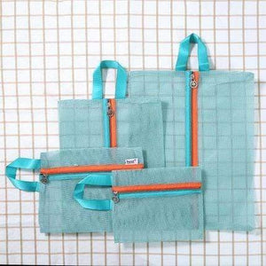 Planet Gates Sky Blue 4pcs/Set Mesh Travel Bag Organizer Unisex Comestic bag organizer Zipper Bag Mesh Travel Pouch Clothes Storage Bag