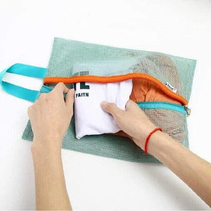 Planet Gates Sky Blue 4pcs/Set Mesh Travel Bag Organizer Unisex Comestic bag organizer Zipper Bag Mesh Travel Pouch Clothes Storage Bag