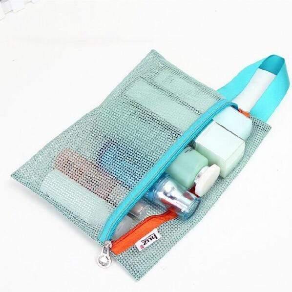 Planet Gates Sky Blue 4pcs/Set Mesh Travel Bag Organizer Unisex Comestic bag organizer Zipper Bag Mesh Travel Pouch Clothes Storage Bag