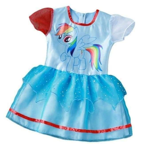 Planet Gates Sky blue / 4T Baby Girl Dress Children Girl little Pony Dresses Cartoon Princess Party Costume Kids Clothes Summer Clothing