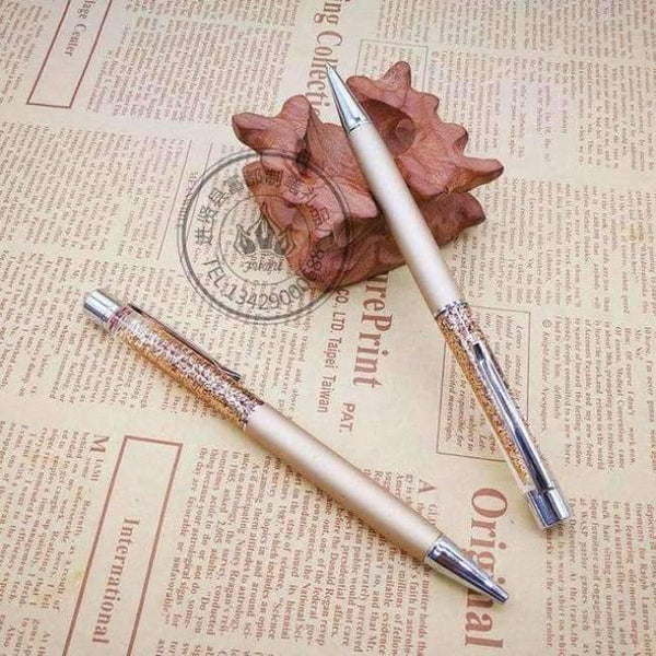 Planet Gates Sky Blue 5pcs Metal Copper Ballpoint Pen Luxury Brass Gold Foil Drill Ball Pen Sliver Penalty Office School Pencil Writing Supplies 1.0mm