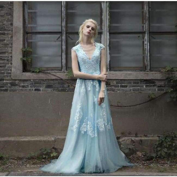 Planet Gates Sky blue / 6 Wedding Dress robe de mariage gelinlik Beach Lace Wedding Dresses 2018 Plus Size vestido de noiva de renda