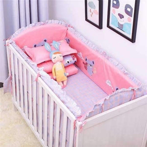 Planet Gates Sky Blue 6Pcs Cartoon Baby Bedding Sets Baby Crib Bumpers Bed Around Cot Bed Sheets 100%Cotton Thickening Customizable Baby Beddings