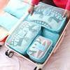Planet Gates sky blue 6pcs/set Fashion Double Zipper Waterproof Polyester Men and Women Luggage secret travel Bags packing cubes