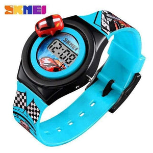 Planet Gates Sky Blue Cartoon Car Children's Watch Fashion Digital Electronic Children Watch Creative Cartoon Student Watch SKMEI Boy Child