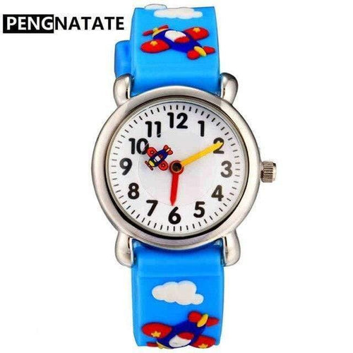 Planet Gates Sky blue Children Watches Hot Sale 3D Cartoon Excavator Silicone Bracelet Wristwatch Fashion Student Kids Watch Boys Gifts
