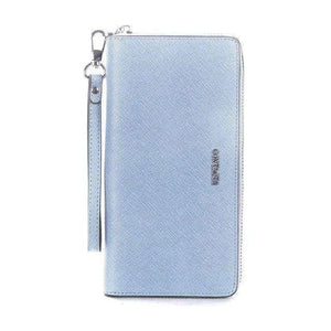 Planet Gates Sky blue / China Women Cow Leather Clutch Ladies Continent Purses Metalic Genuine Leather Wallets Cell Phone Holder Hot Sale