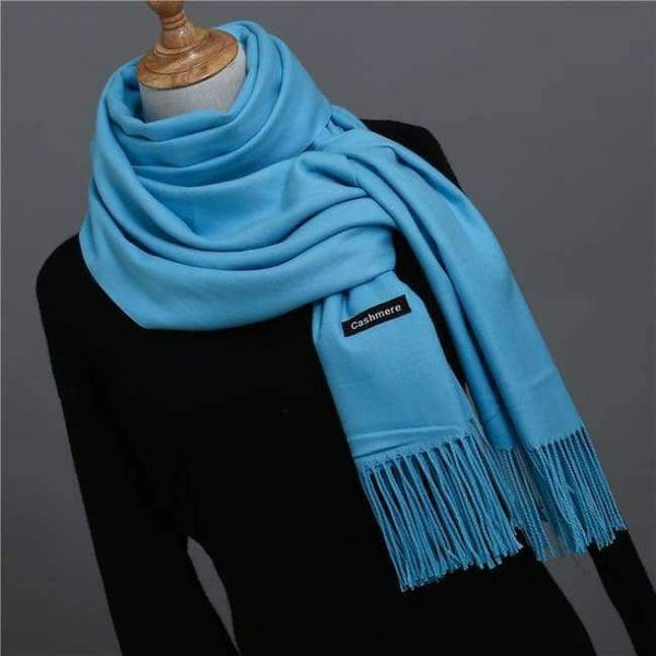 Planet Gates sky blue / China Women scarf soild winter cashmere scarves for ladies neck warm pashmina long shawl wraps bandana foulard female head hijab