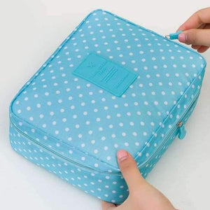 Planet Gates Sky blue Dot Makeup bag Cosmetic bag Case Make Up Organizer Toiletry Storage Neceser Rushed Floral Nylon Zipper New Travel Wash pouch