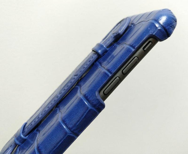 Planet Gates Sky Blue / For iPhone X Leather Hand Strap Holder Case For iPhone X XS Max Cell Phone Luxury Crocodile Thin Slim Hard Cover Solque