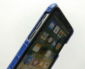 Planet Gates Sky Blue / For iPhone X Leather Hand Strap Holder Case For iPhone X XS Max Cell Phone Luxury Crocodile Thin Slim Hard Cover Solque