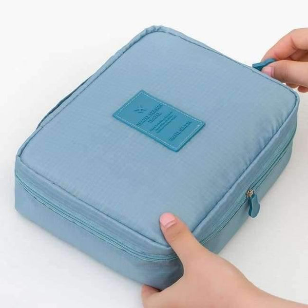 Planet Gates Sky blue Makeup bag Cosmetic bag Case Make Up Organizer Toiletry Storage Neceser Rushed Floral Nylon Zipper New Travel Wash pouch