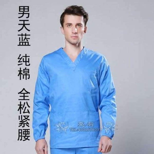 Planet Gates sky blue men / S Cheap Long Sleeve Scrubs Uniforms Sets Women and Men Unisex Medical Uniforms Wholesales Scrub Sets Hospital Scrubs Clothes
