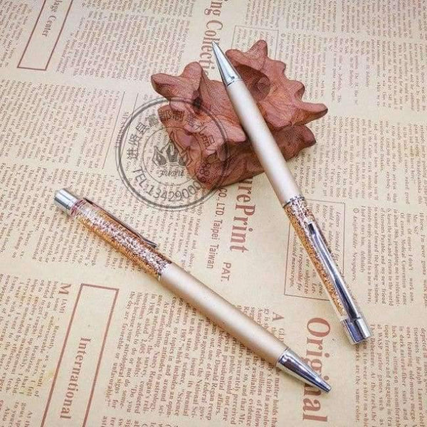 Planet Gates Sky Blue Metal Copper Ballpoint Pen Luxury Brass Gold Foil Drill Ball Pen Sliver Penalty Office School Pencil Writing Supplies 1.0mm