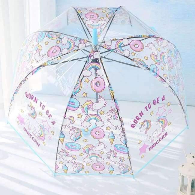 Planet Gates Light Green Simple fashion weatherproof  lovely unicorn children long handle transparent umbrella