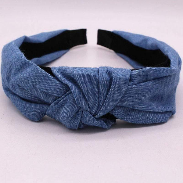 Female Bohemian Vintage Cotton Denim Fabric Knotted Headband Women  Head Wear Accessories