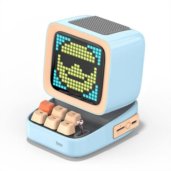 Planet Gates Sky Blue / Speaker Retro Pixel Art Bluetooth Portable Speaker Alarm Clock DIY LED Screen By APP Electronic Gadget Gift Home Decoration