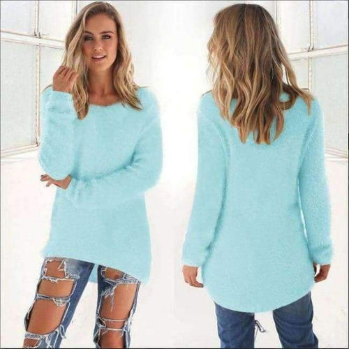 Planet Gates sky blue Sweater / S Autumn Knitted Sweater Women Winter Sweaters Female 2018 Long Sleeve O Neck Loose Casual Pullovers Plus Size 3XL DDR87