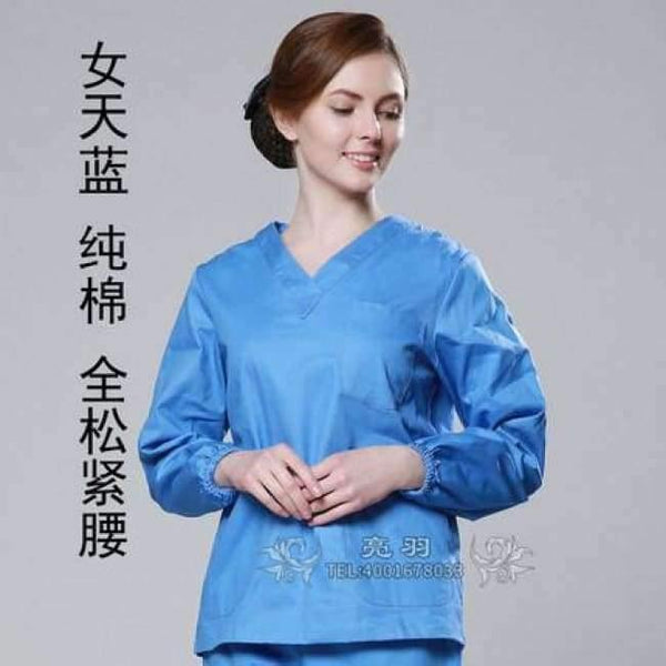 Planet Gates sky blue women / S Cheap Long Sleeve Scrubs Uniforms Sets Women and Men Unisex Medical Uniforms Wholesales Scrub Sets Hospital Scrubs Clothes