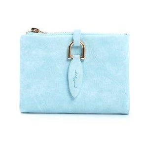 Planet Gates Sky Blue Women Short Purses Vintage PU Leather Lady Snap Fastener Short Clutch Wallet Small Matte Women Wallet Female Purse