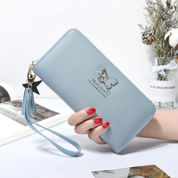 Planet Gates Sky Blue Women Wallet Butterfly Hollowed Best Wallet Female Case Phone Pocket Pouch Handbag Women's Purse Carteira Femme