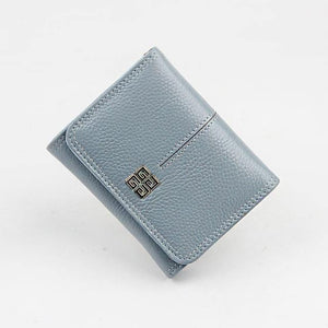 Planet Gates Sky Blue Women Wallet Genuine Leather Short Card Holder Coin Purse Ladies Leather Wallets Mini Small Wallet High Quality Fashion Wallet