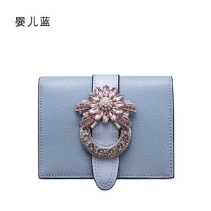 Planet Gates Skyblue Women Wallet Luxury Designer Diamonds Short Purse Wallet Female Card Holder Purses Coin Wallets Carteira Feminina