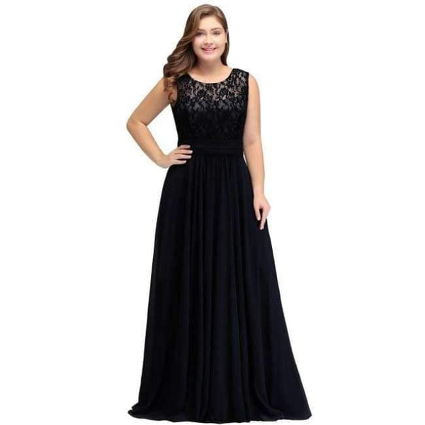 Planet Gates Sleeveless Black / 6 Party evening dresses 2018 Mother of the Bride dresses Chiffon Lace Plus size Long Evening gown Backless dress with Bow
