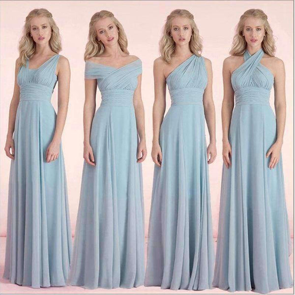 Planet Gates Sleeveless Long Bridesmaid Dresses  Ruffles Chiffon a-Line Vestido De Madrinha De Casamento Longo